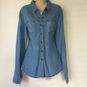 Kancan Denim Jean Chambray Shirt Size Large